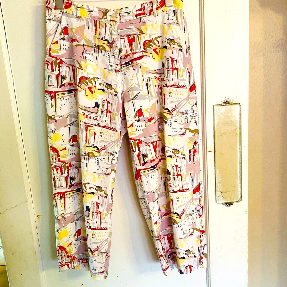 Shaver Lake Size 10 Sear Sucker Abstract Capris Cropped Pants Flip Flops